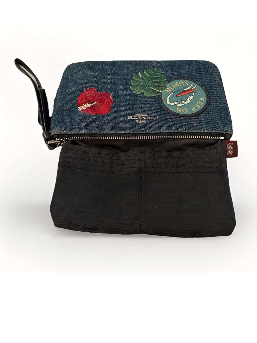 Coach Large Wristlet, Blue Denim, Hawaii Embroidered Patches, Ltd. Edition NWOT - Picture 3 of 4